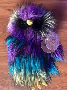 Plush Purple & Teal Fuzzy Eden Owl Stuffed Animal - Soft Collectible